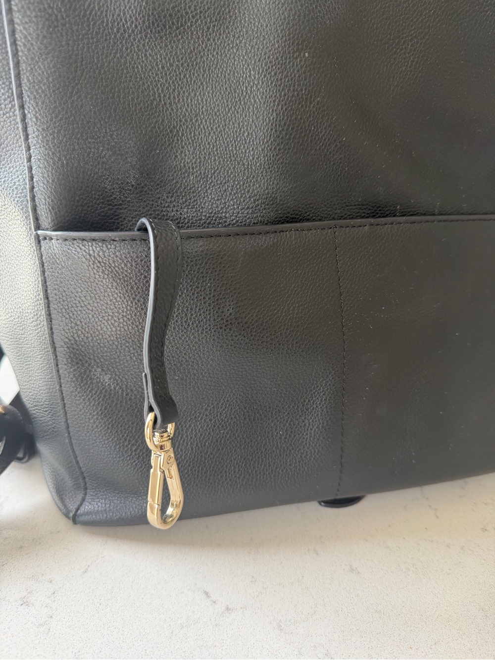 MINA BAIE Harper Backpack Leather Midi Black/Gold - Picture 10 of 11